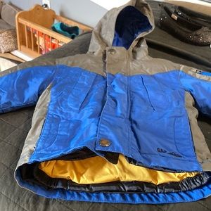 BabyGap 2 in one blue and grey jacket. Inside jacket navy with skeleton pattern